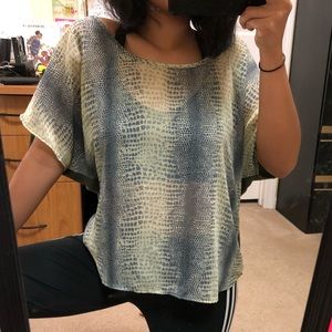 Sheer crocodile print blouse